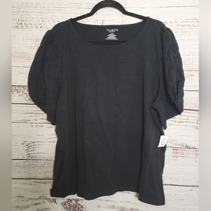 Talbots 3XP Black top with sleve detail NWTS